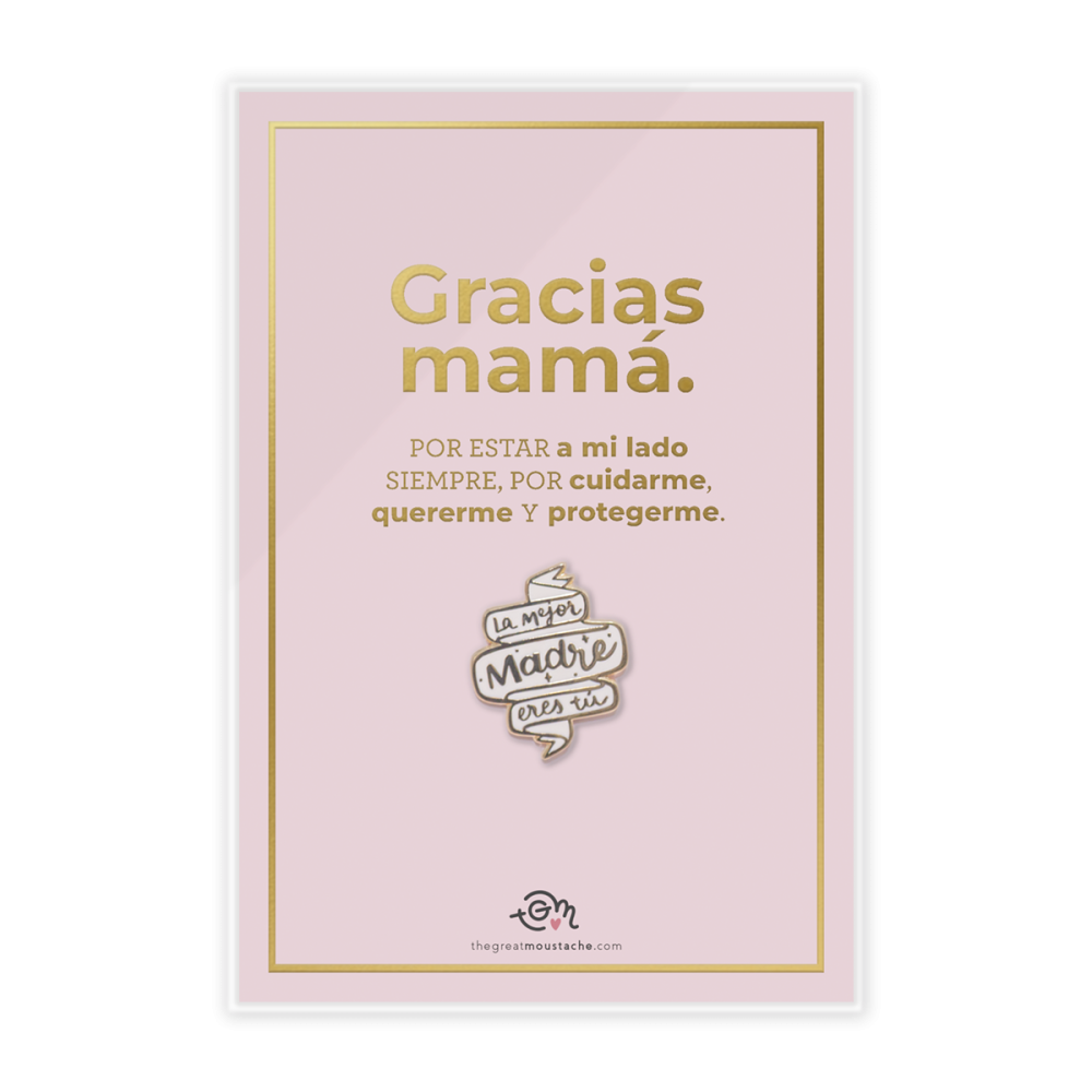 TARJETA STAMPING DORADO + PIN "LA MEJOR MADRE ERES TÚ"