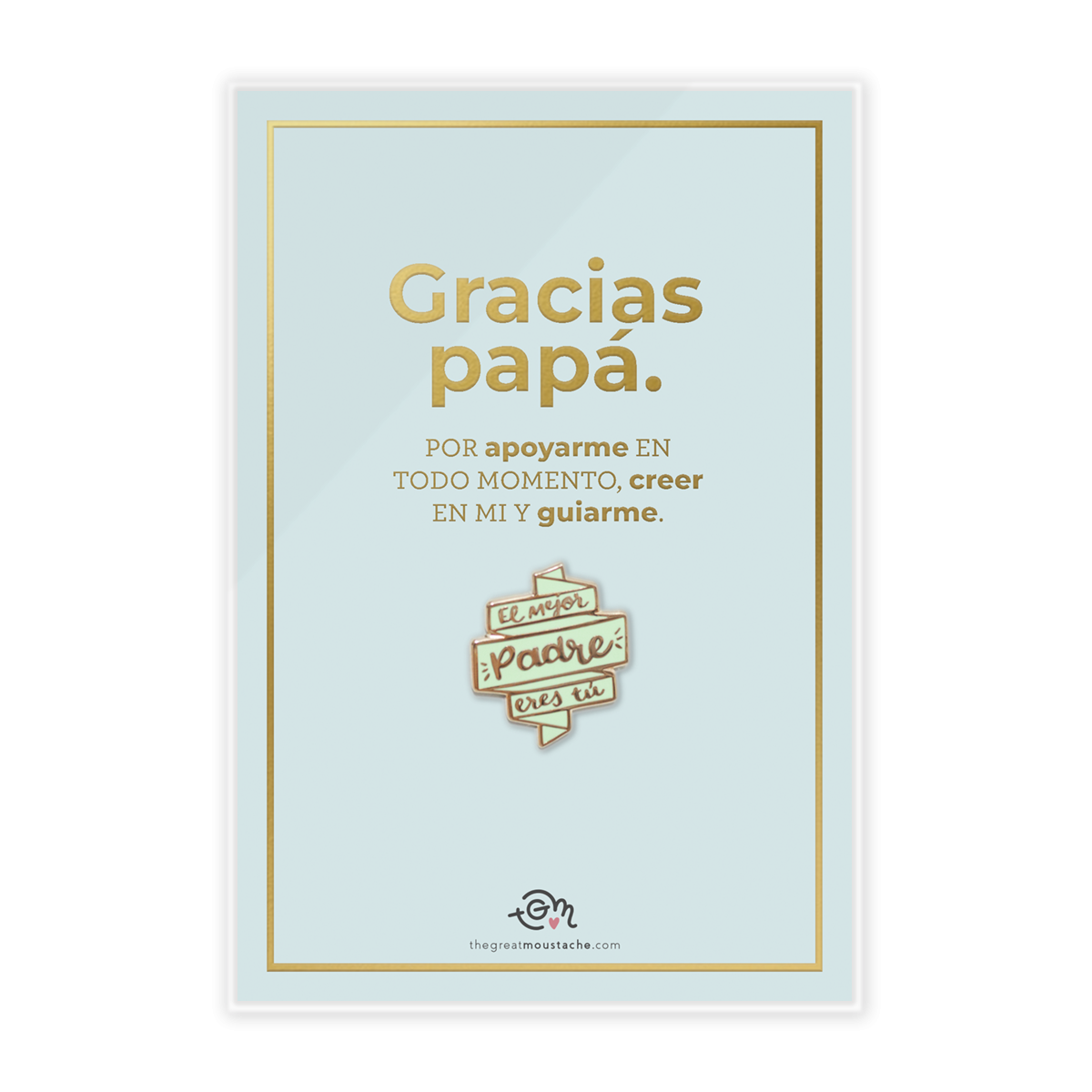 TARJETA STAMPING DORADO + PIN "EL MEJOR PADRE ERES TÚ"